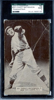 1913-15 Pinkerton #251 Christy Mathewson Scorecard Reverse!